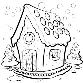 Gingerbread house black and white vector
