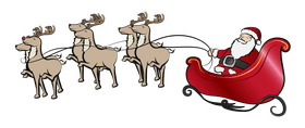 Santa Claus, reindeers and sleigh clipart