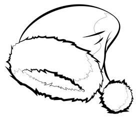 Santa hat drawing black and white clipart