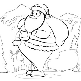 Santa Claus black and white vector