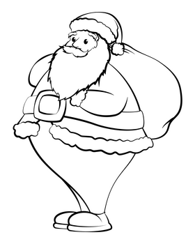 Santa Claus drawing black and white clipart