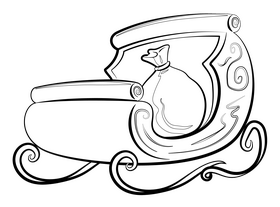 Sleigh drawing black and white clipart