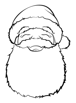 Santa claus face drawing black and white clipart