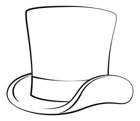 Top hat black and white clipart