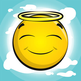 Angel emoji, emoticon, smiley vector