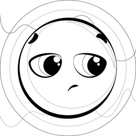 Disappointed emoji, emoticon, smiley black and white vector