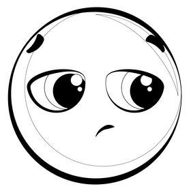 Disappointed emoji, emoticon, smiley drawing black and white clipart