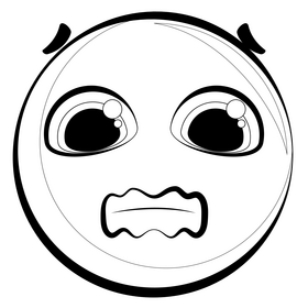 Cold emoji, emoticon, smiley drawing black and white clipart