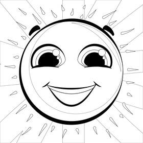 Happy emoji, emoticon, smiley black and white vector