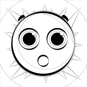 Surprised emoji, emoticon, smiley black and white vector