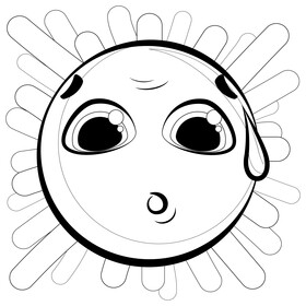 Tired emoji, emoticon, smiley black and white vector
