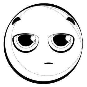 Annoyed emoji, emoticon, smiley drawing black and white clipart