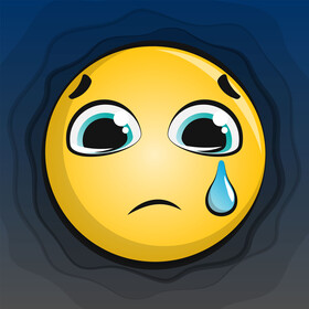 Tears, crying face emoji, emoticon, smiley vector