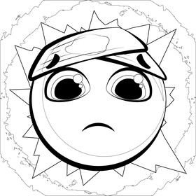 Injured emoji, emoticon, smiley black and white vector