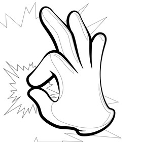 Ok, okay, perfect emoji, emoticon black and white vector