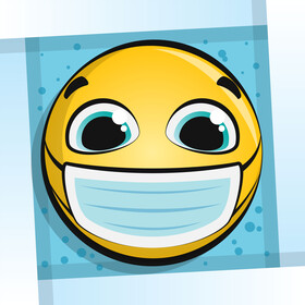Masked emoji, emoticon, smiley vector