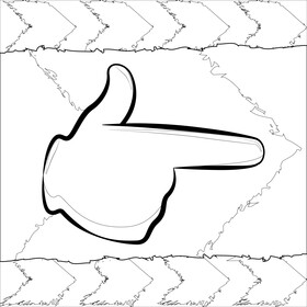 Pointing right emoji, emoticon black and white vector