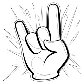 Rock emoji, emoticon black and white vector