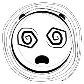 Spiral eyes emoji, emoticon, smiley black and white vector