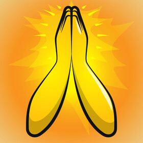 Prayer, folded hands emoji, emoticon vector