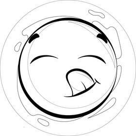 Tongue out emoji, emoticon, smiley black and white vector