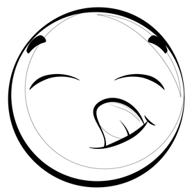 Tongue out emoji, emoticon, smiley drawing black and white clipart