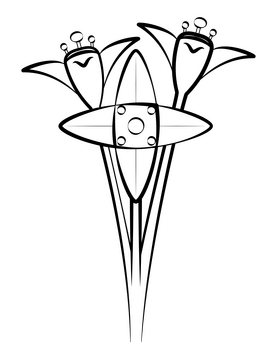 Alchemilla flower black and white clipart