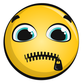 Zipped mouth emoji, emoticon, smiley clipart