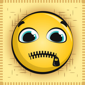 Zipped mouth emoji, emoticon, smiley vector