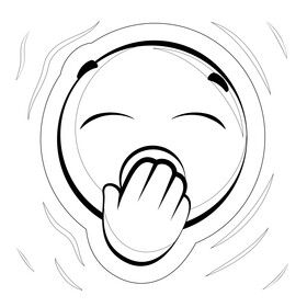 Yawning emoji, emoticon, smiley black and white vector