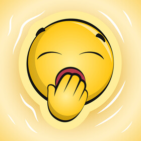 Yawning emoji, emoticon, smiley vector