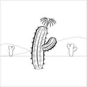Cactus flower black and white vector