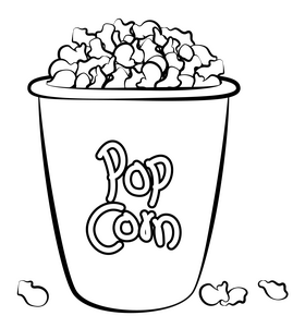 Popcorn black and white clipart