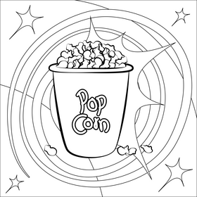 Popcorn black and white vector