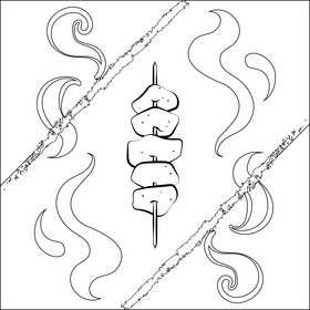 Kebab black and white vector