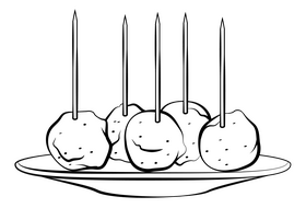 Meatballs black and white clipart