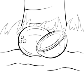 Coconut fruit outline black and white vector