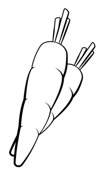 Carrot vegetable outline black and white clipart