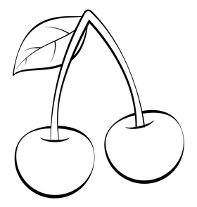 Cherry drawing black and white clipart