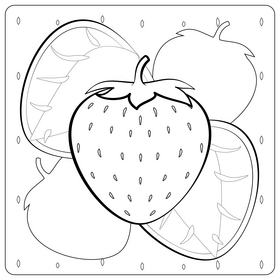 Strawberry fruit drawing black and white vector