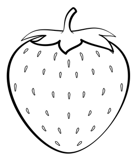 Strawberry fruit outline black and white clipart