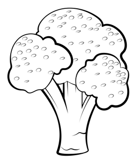 Broccoli vegetable outline black and white clipart