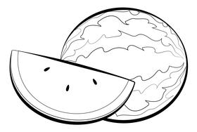 Watermelon fruit outline black and white clipart