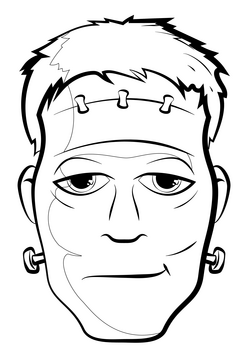 Frankenstein head drawing black and white clipart
