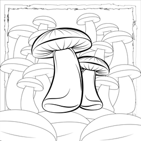 Mushroom black and white vector