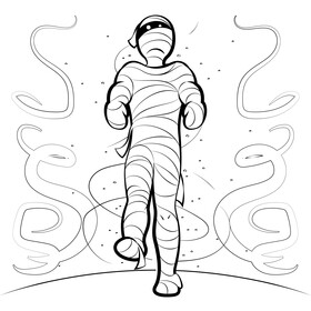 Halloween mummy black and white vector