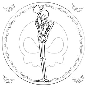 Halloween skeleton black and white vector