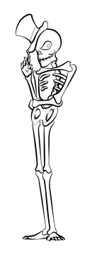 Halloween skeleton drawing black and white clipart