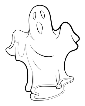 Ghost drawing black and white clipart