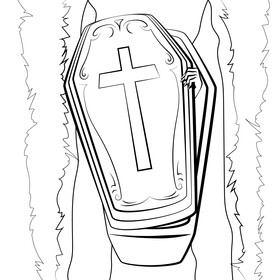 Vampire coffin black and white vector